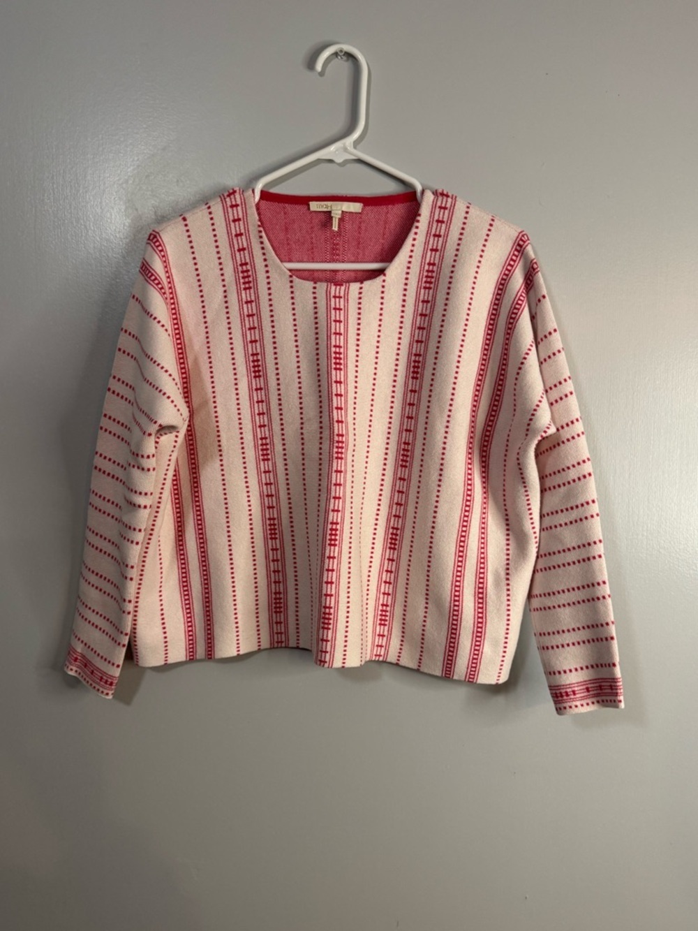 Maje Pink & White Knit Sweater Top Size 1 Small